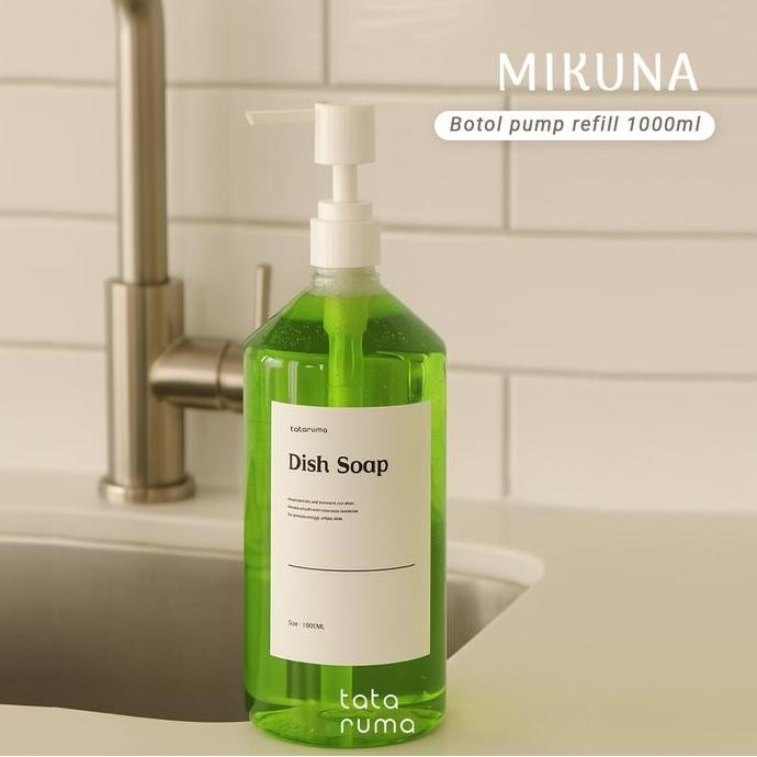 Mikuna - Botol Pump Refill Plastik 1000Ml/1Liter Anti Bocor Free Sticker Allshop