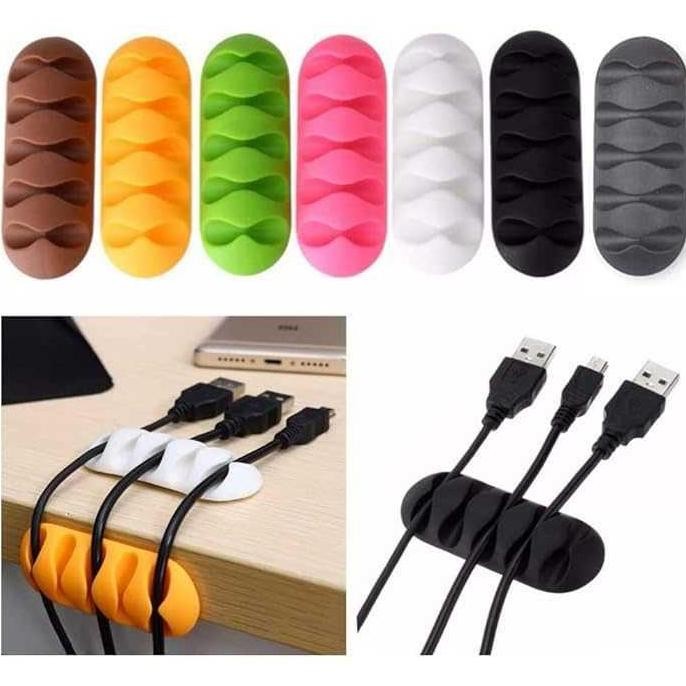 Klip Perapih Kabel Usb Charger Tempel Dinding / Meja Serbaguna - Perapi Penata Kabel Organizer Cable