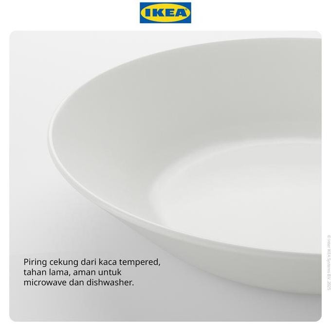 IKEA OFTAST Piring Makan Cekung  Bahan Kaca Tempered Putih 20cm
