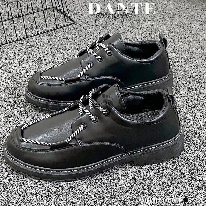 Menfootgear Dante Sepatu Pria Sepatu Wisuda Casual Pantofel Shoes Kerja Karet Empuk Hitam