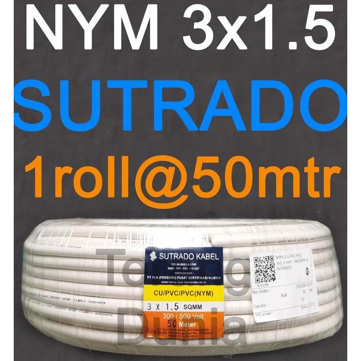 Promo Kabel Tunggal 3x1.5 Sutrado NYM 3x1.5 Kabel Sutrado NYM 3x1.5 Tunggal COD