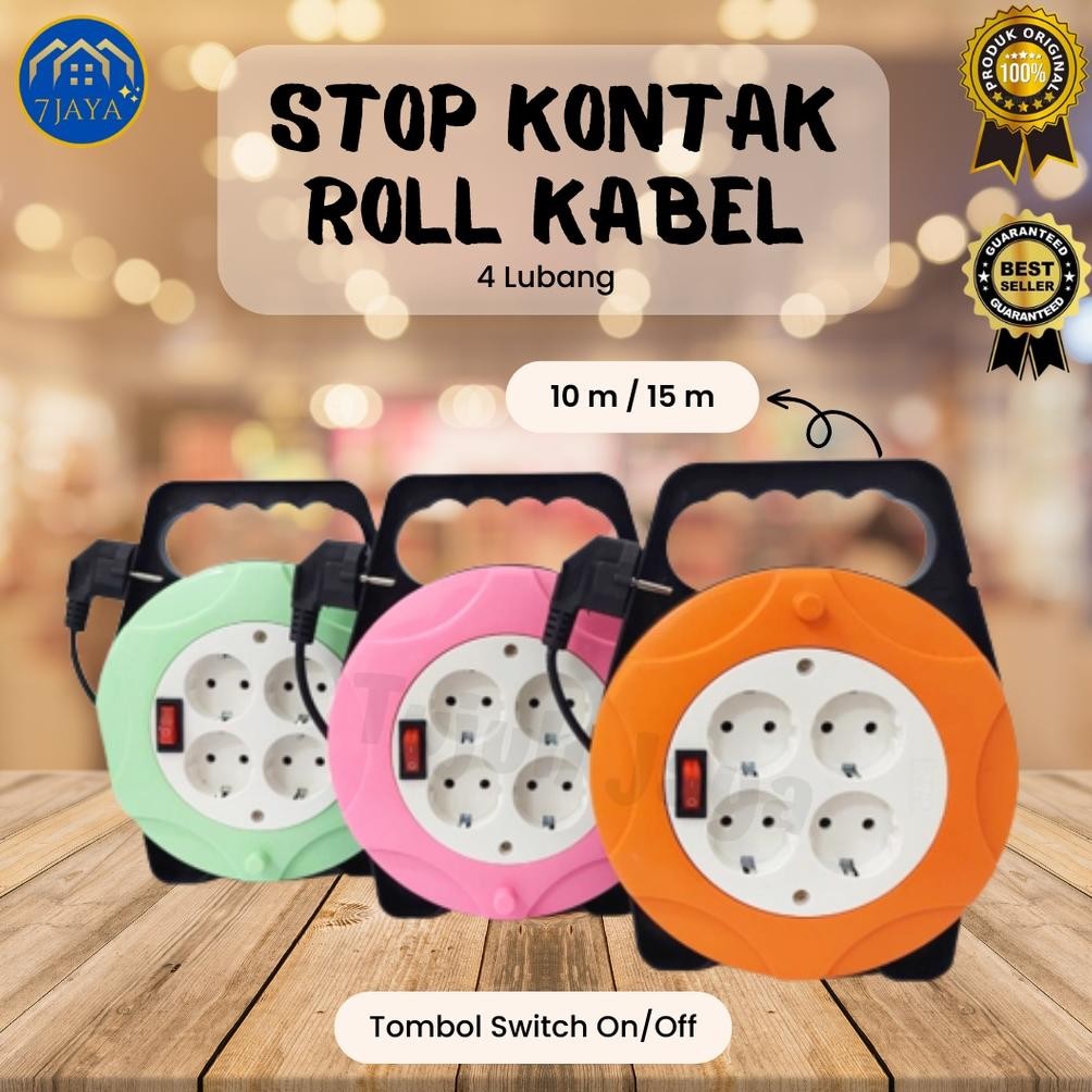Stop Kontak / Roll Kabel Panjang 10 Meter / 1 Meter Switch