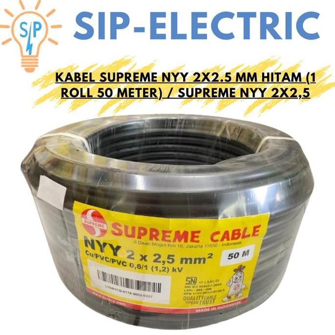 Promo KABEL SUPREME NYY 2X2.5 MM HITAM (1 ROLL 50 METER) / SUPREME NYY 2X2,5 COD