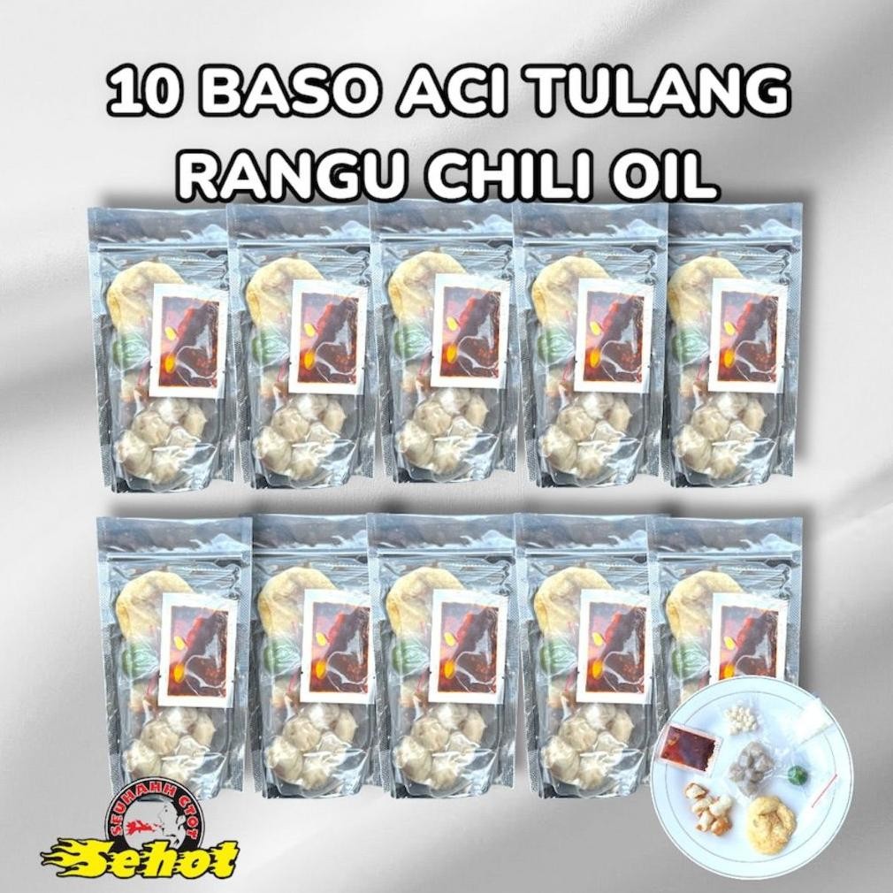 

TERMURAH [ Chili Oil ] 10 Bungkus Baso Aci Tulang Rangu Chili Oil Siap kirim