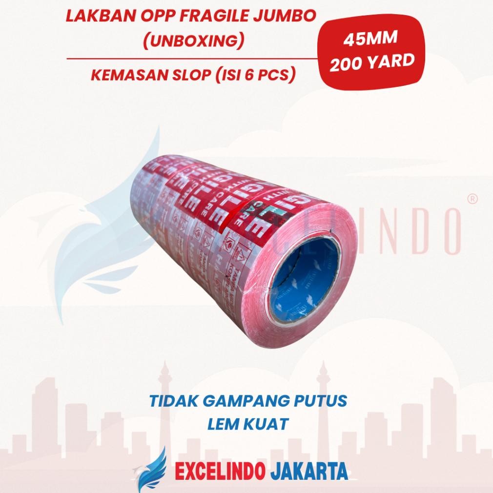 

1 SLOP ISI 6 PCS NAWA Lakban Jumbo FRAGILE UNBOXING 2 inch 45mm x 200 YARD REAL PREMIUM QUALITY