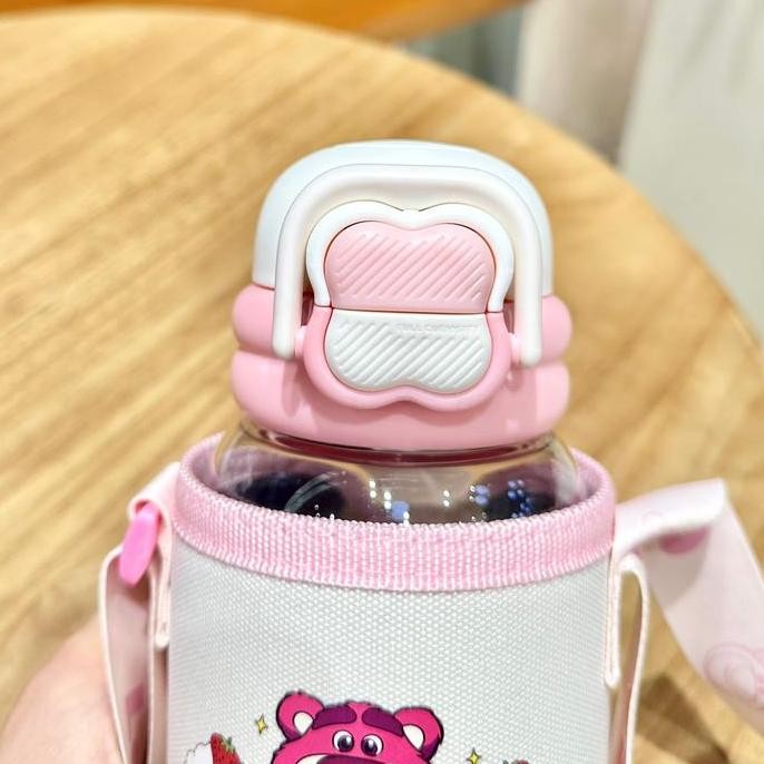 TERBARU - BT10813 - Botol Minum Anak Karakter Disney 650ml dengan Sedotan & Strap Stitch, Mickey, Lo