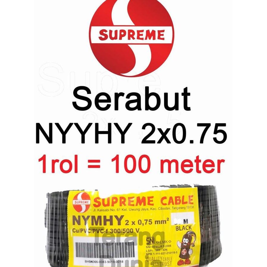 Promo Kabel Serabut Supreme 2x0.75 100 meter Kabel Supreme NYYHY 2x0.75 1rol 100meter Kabel Serabut 