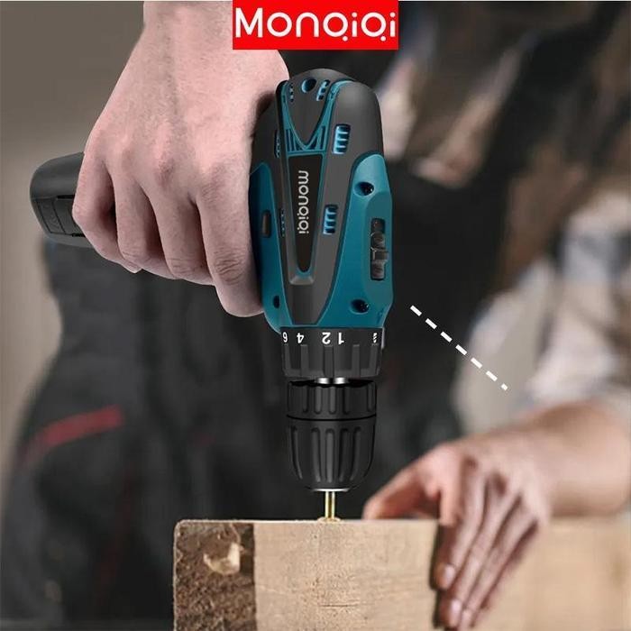 FMT MONQIQI  Cordless Bor Listrik  2 Speed Cordless Drill Set bor listrik Tools 12V Bor tangan multi