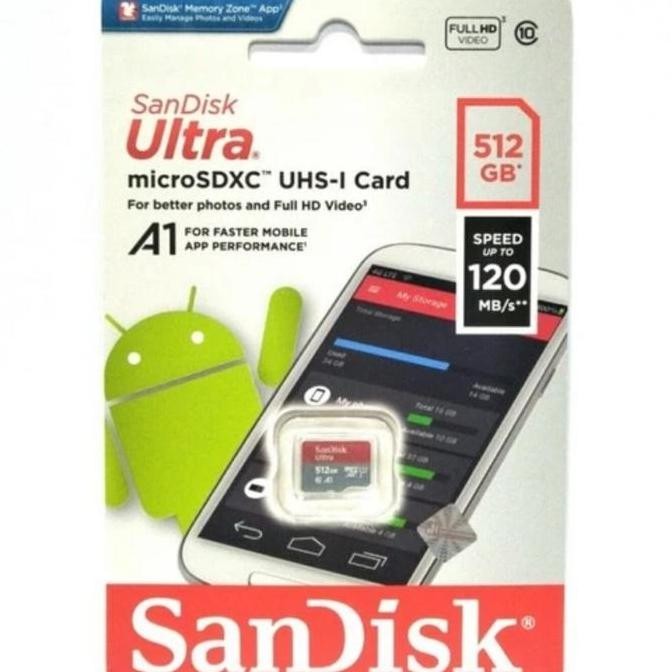 Terbaik Memori Memory Card Microsd / Sandisk Ultra Microsdxc Uhs-1 A1 512Gb 100% Ori