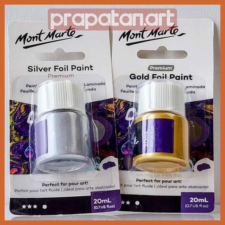 

(ATK) MONT MARTE GOLD SILVER FOIL PAINT 20ML | POURING ACRYLIC ALAT TULIS LUKIS SEKOLAH KULIAH GAMBAR KANTOR