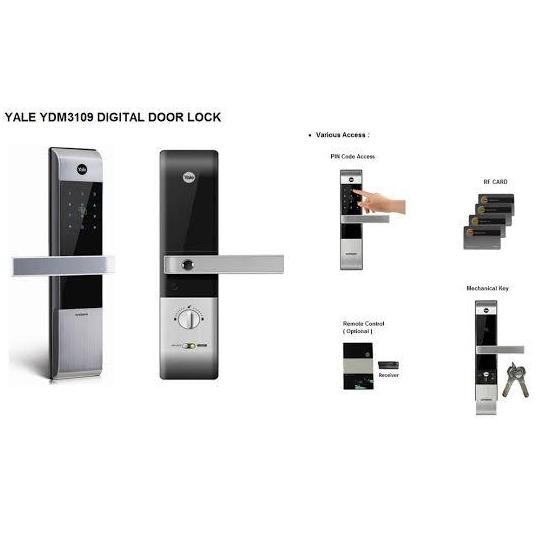 Yale Digital Lock Ydm3109A Silver Kunci Pintu Digital Pin, Rfid Card & Anak Kunci