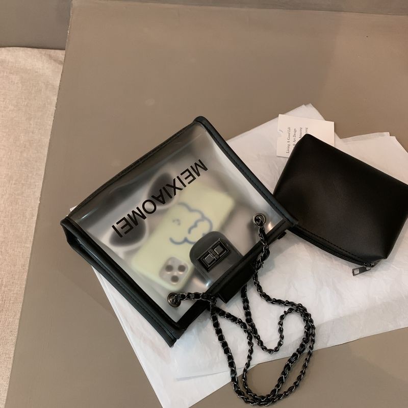 【COD】Tas kecil transparan tren mode baru tas bahu serbaguna kapasitas besar tas selempang rantai