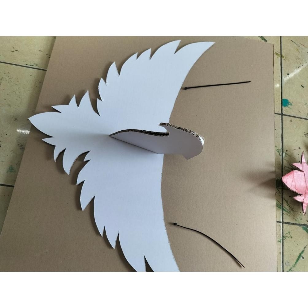 Kuke Hiasan Sepeda Bentuk Burung Garuda Putih, Kreasi Diy Dari Kardus Untuk Pawai Sepeda Anak M-4