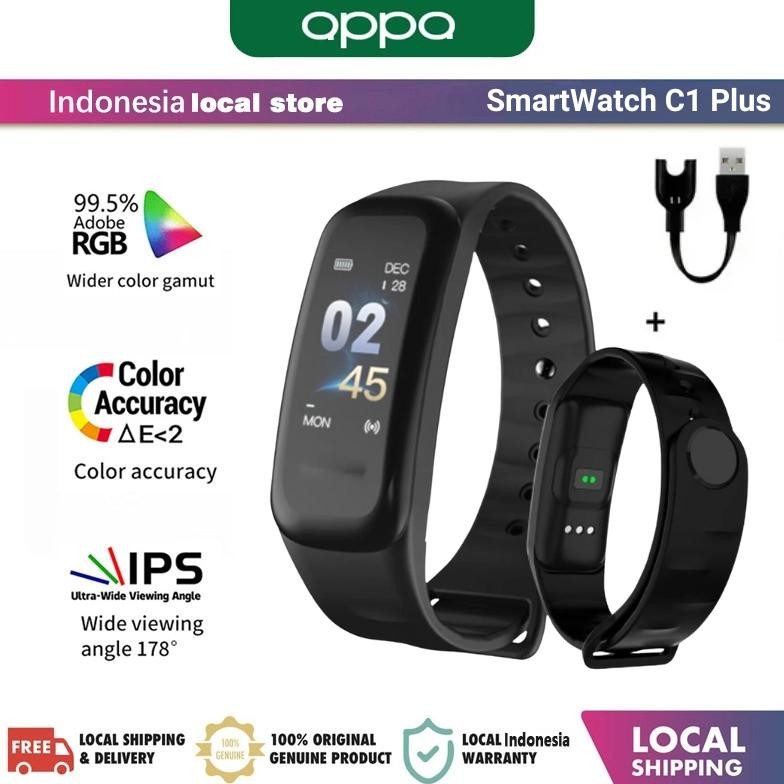READY STOK ORI 0PP0 SmartBand C1Plus Smart Bracelet 1.62 Inch Layar Denyut Jantung Smart Watch Pelac