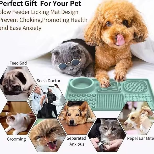 Pet Feeder Silikon Bentuk Square Bowl Slow Pet Feeder Untuk Anjing Kucing Tempat Makan Square Siliko