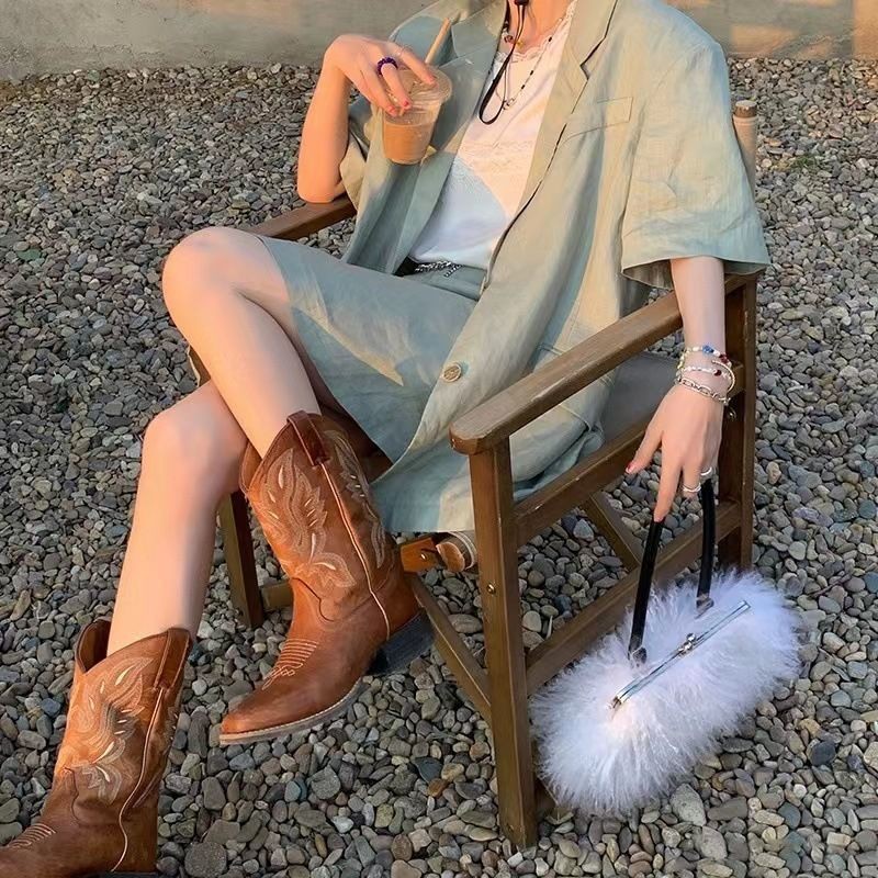 French Embroidered Knight Boots