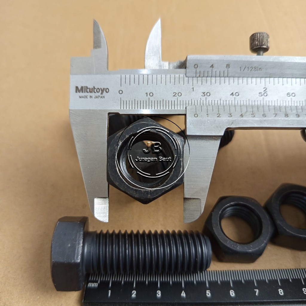 BAUT 27 BAJA M18 X 50 PANJANG 5 CM 5CM KUNCI 27 BAUD GRADE 8.8 HTB M18X50 FULL DRAT HITAM BAUT 27 HE