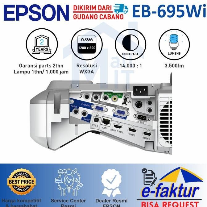 Termurah Proyektor Epson Eb-695Wi Eb695Wi 695Wi Ultra Short Throw Interactive Berkualitas