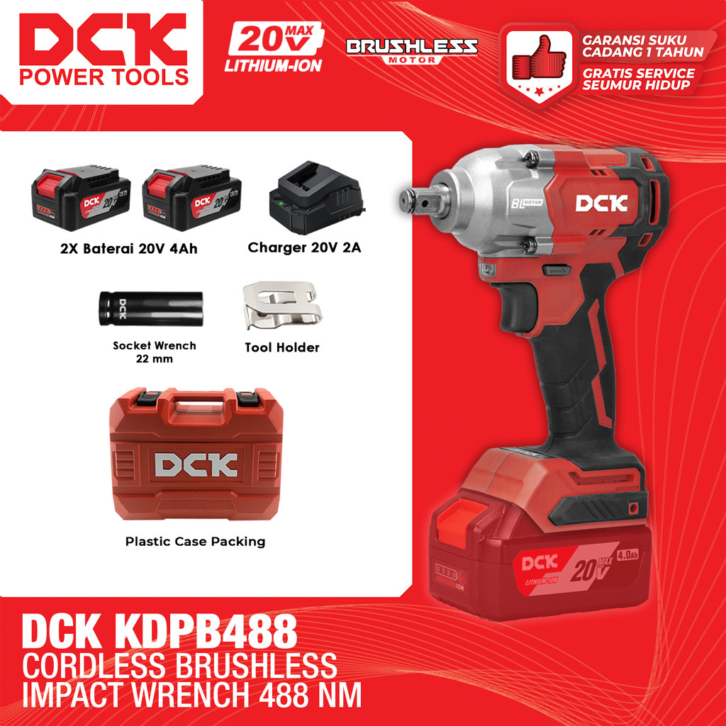 DCK KDPB488 Cordless Brushless Impact Wrench 488Nm