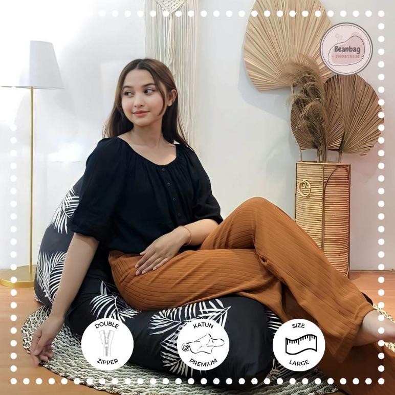 Bean bag plus Isi / Bean Bag Gaming  Size L Mtermasuk isi Motif Leaf Monocrom bean bag sofa lesehan
