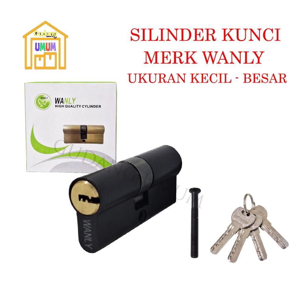 Silinder Kunci Pintu Rumah Wanly Varian Kecil Besar Warna Hitam aSt