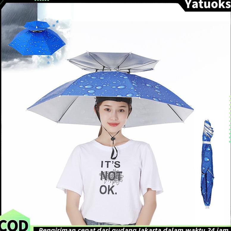 Payung Kepala Pelindung Matahari / Payung Kepala Pancing / Lapisan ganda tahan angin dan tutup payun