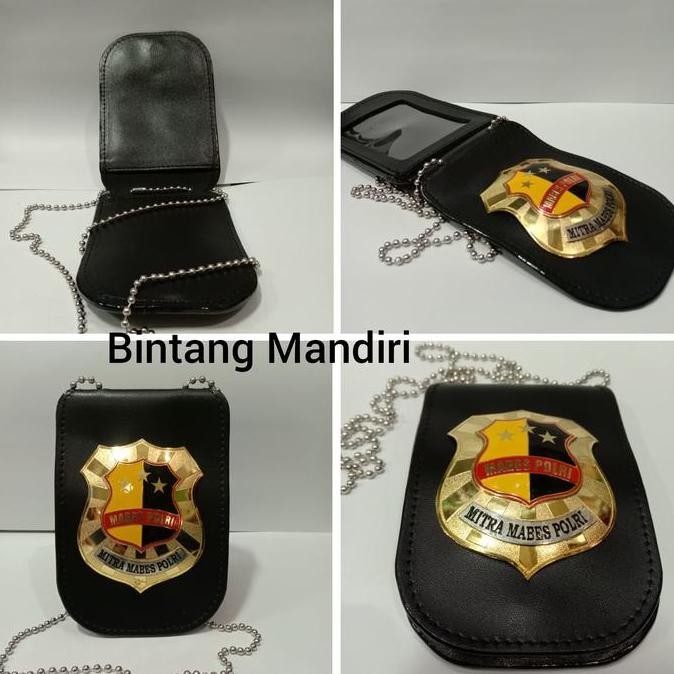 Dompet Pria Minimalis Dompet Kta Mitra Mabes Polri + Kalung Dompet Id Kta Hitam Mabes Polri