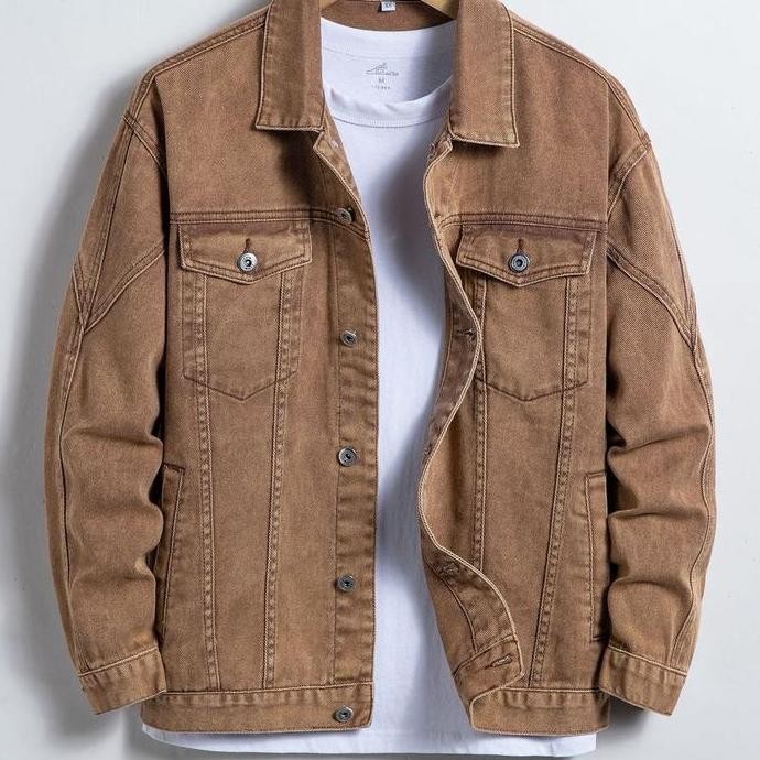 Jacket Jeans Varsity Blue Stones Mix Casual Original .Up Basic Leveis Denim Polos Jaket Bordir Canva