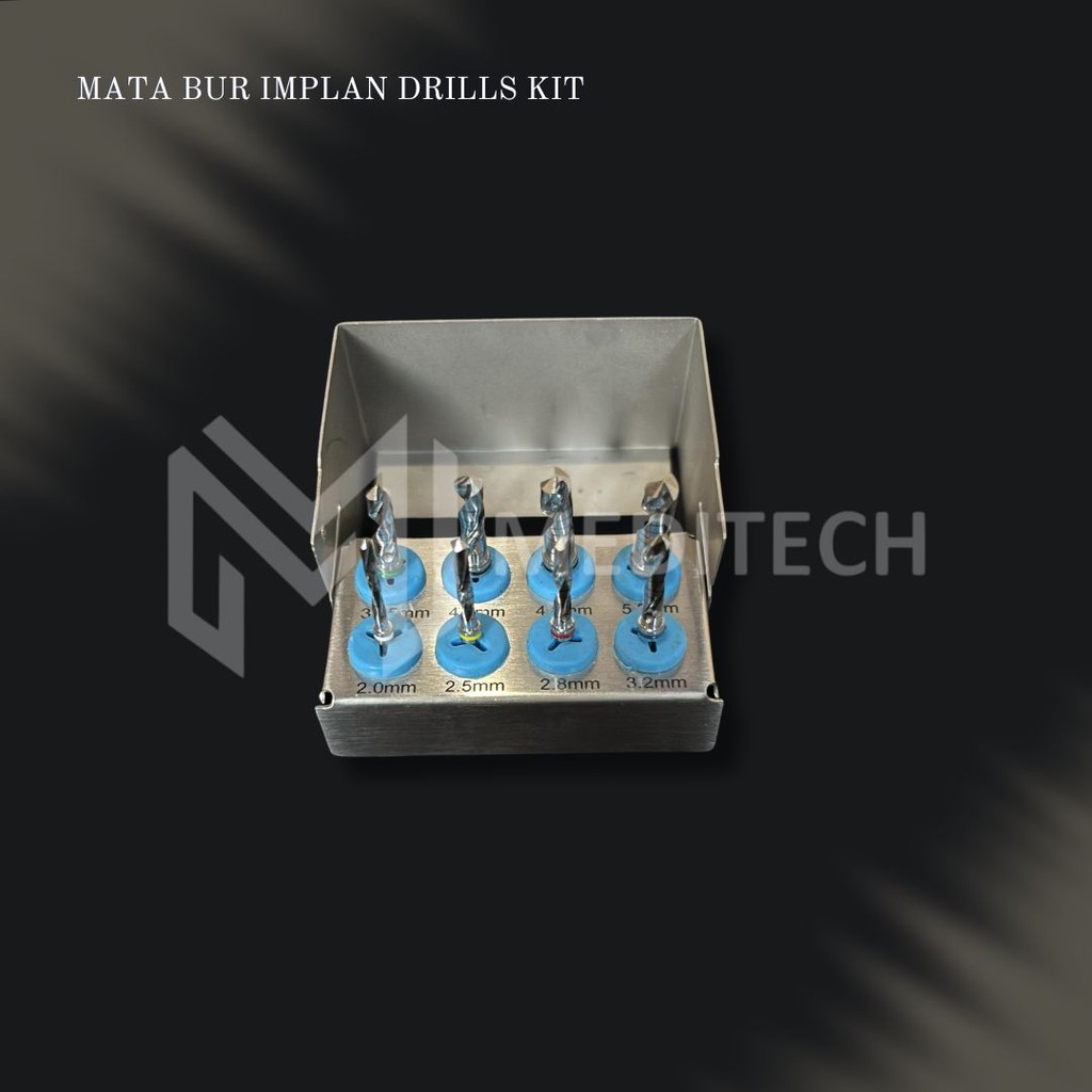 Mata Bur Implan Drills Kit Stainless Steel – Set Bor Implan Dental/long drills kit/surgical drill ki