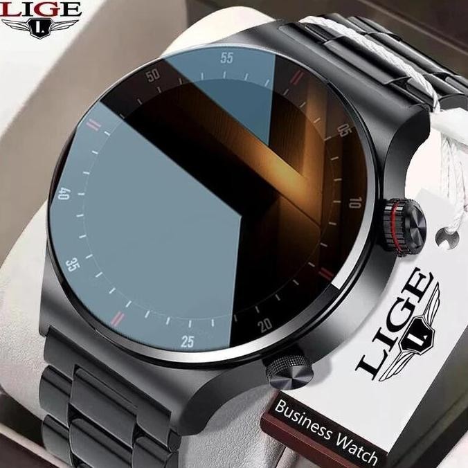 LIGE Jam Tangan Pintar Pria Panggilan Bluetooth Sentuh Penuh smart watch Olahraga EKG Pelacak Keseha