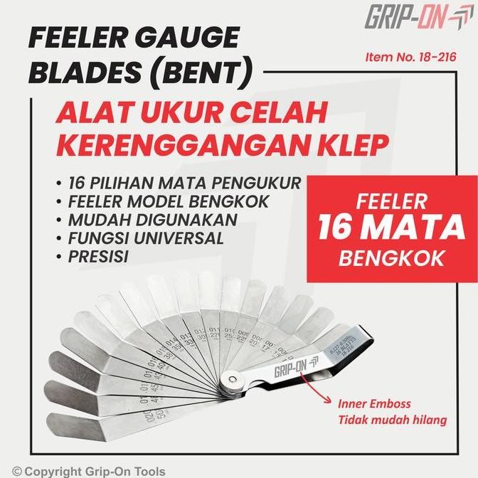 ALAT UKUR CELAH BENGKOK - FEELER GAUGE BENT 16 BLADES 0.127 - 0.508 MM