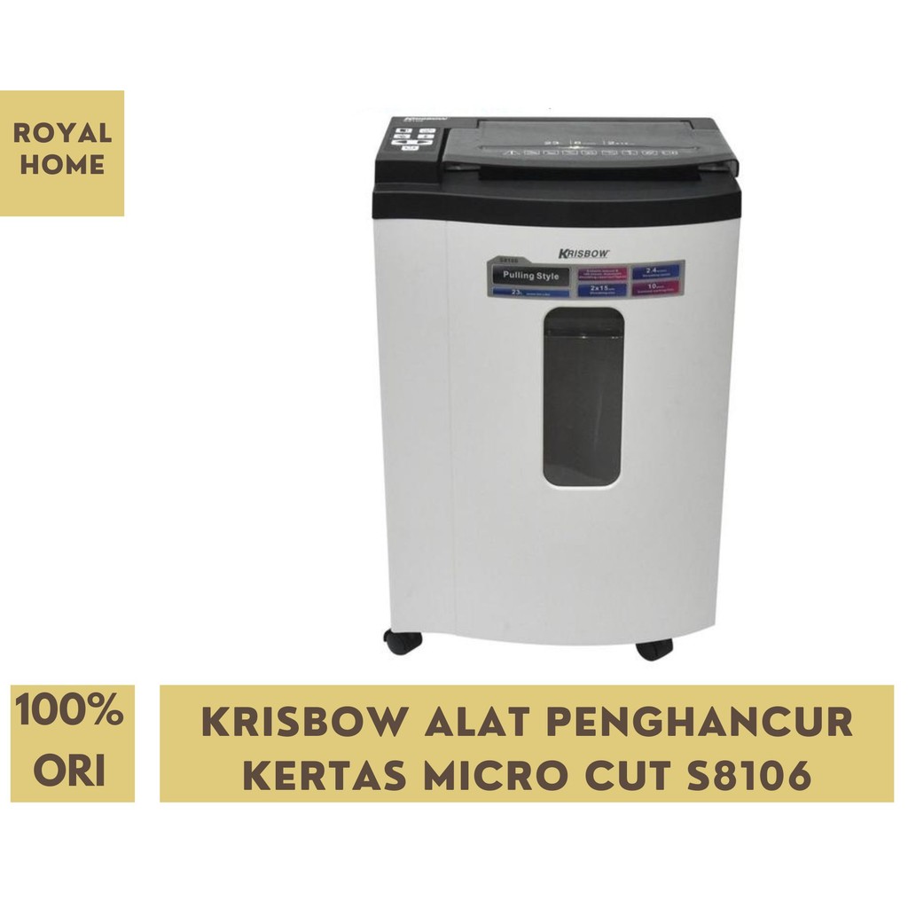 Krisbow Alat Penghancur Kertas Micro Cut S8106 Dgn Roda Micro Cut Paper Shredder Office