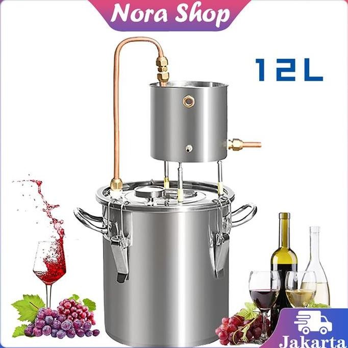 12L DISTILLER MOONSHINE ALKOHOL DISTILLER BAJA TAHAN KARAT 304 PENYULINGAN DESTILASI ALAT DESTILASI 
