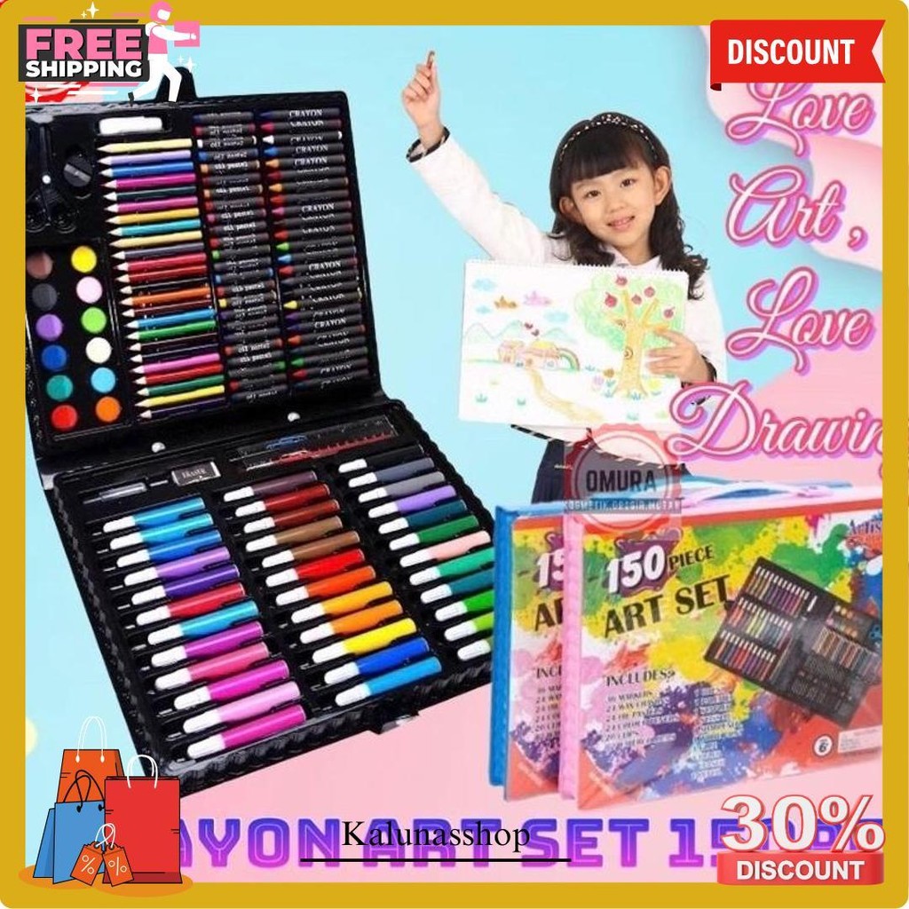 

Art Full Set Crayon 208 Pcs / Krayon Alat Lukis Anak Pensil Warna Cat Air Perlengkapan Mewarnai Set 150 Pcs Cod