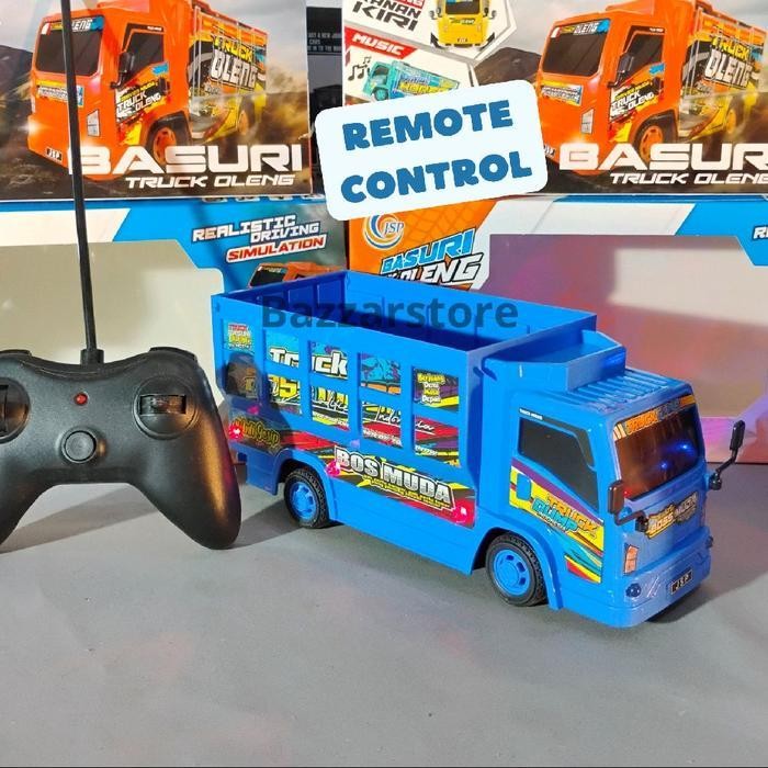 TP mainan remote control truk oleng model dump truck musik telolet nyala dan lampu LED nyala, mobil-