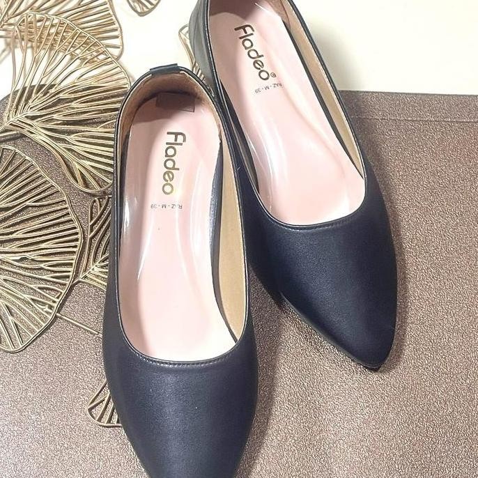 DF169>> Sepatu Pantofel Wanita Terbaru Fladeo Hak 3cm Shoes Heels  Hitam