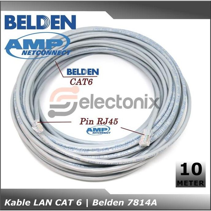 DE47 - [10m] Kabel LAN / UTP CAT6 Belden + RJ45 AMP Original