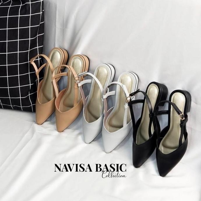 DE108 >> Mules Wanita Heels / Hak 3 Cm Navisa Basic Collection Pluvia Damelia Grend love Patris flek