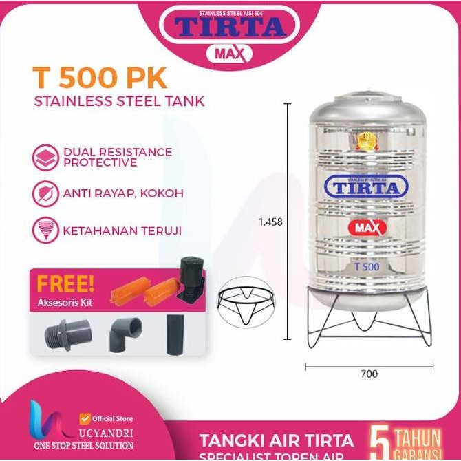 Tangki Air Stainless Steel Tirta T 500 Water Tank Tandon Toren Air