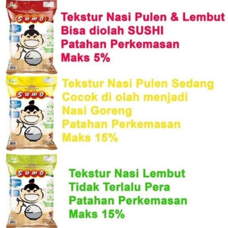 Beras Sumo Merah Kuning Hijau 5Kg 3Kg  Pulen Premium Sedang