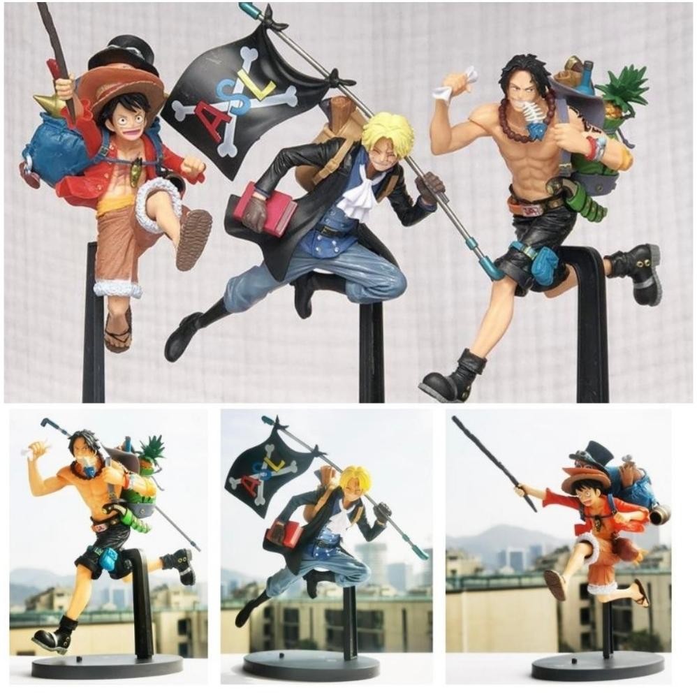 Luffy Ace Sabo Scultures Action Figure One Piece Anime Movie set isi 3