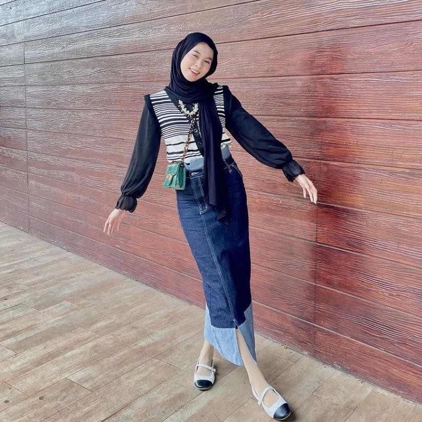 Terlaris Erza Skirt Jeans / Rok Jeans Highwaist Wanita / Lea Store Jh85
