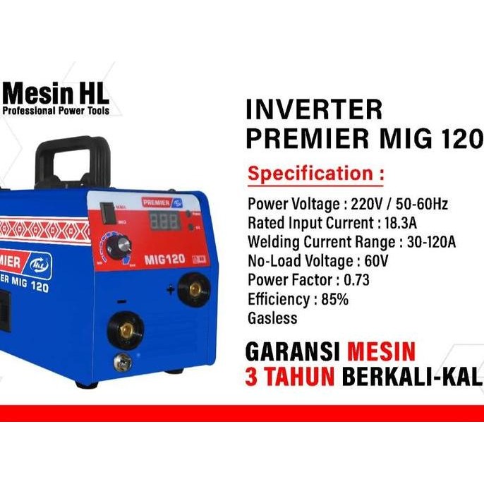 HL Mesin las MIG120 120 A Co2 Tanpa Gas Welding Mig Galess GARANSI