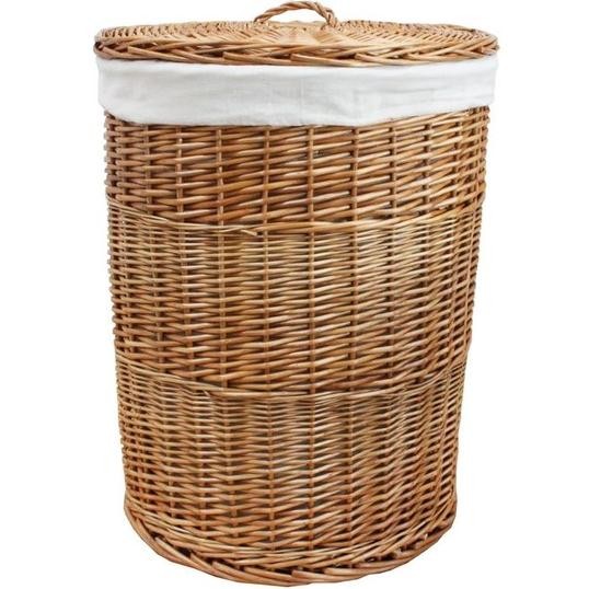 Keranjang Laundry Bulat Rotan Alami Anyaman Untuk Pakaian Kotor Tempat Cucian
