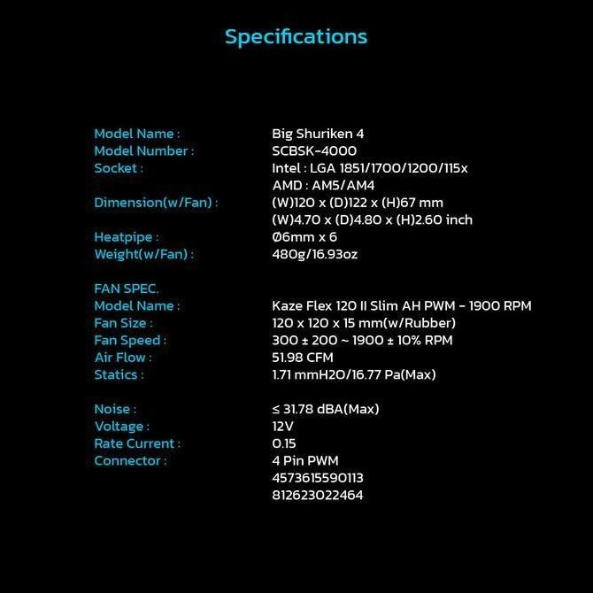 CPU Fan Scythe Big Shuriken 4 Low Profile Air Cooler - CPU Cooler Low Profile Original