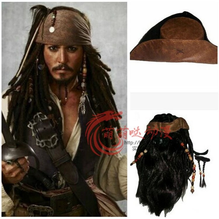 Halloween Movie Pirates of the Caribbean Captain Jack Sparrow JackSparrow cosplay Men's Full Set Clo