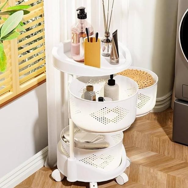 Shenar Troli Susun 3 Layer Rak Dapur Keranjang Sayur Mainan Serbaguna Keranjang Penyimpanan Buah Say