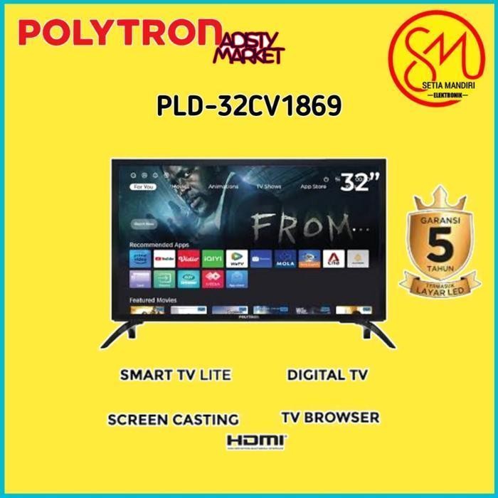 hj-54 Ow42 [KARGO] POLYTRON Smart TV Digital DVB-T2 24 32 40 43 Inch - PLD 32CV1869 Free Mola 1 Tahu