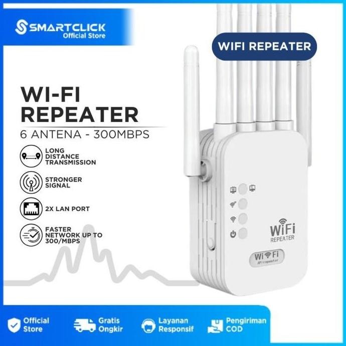 Wifi Repeater Wireless Extender Range 6 Antena 00 Mbps LAN Port Penguat Signal