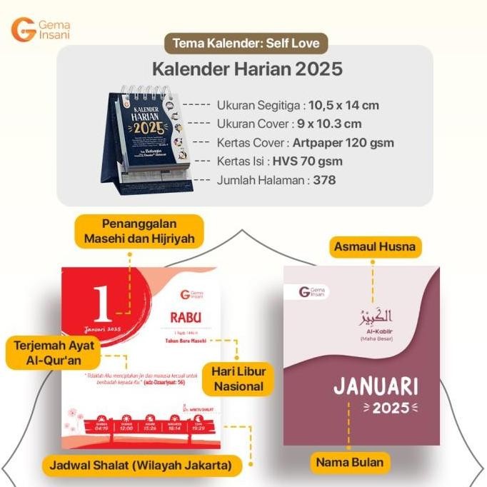 TERMURAH - Kalender Meja Harian Muslim - Kalendar Duduk Islami - Kalender Sobek Mini 202 2026 2027